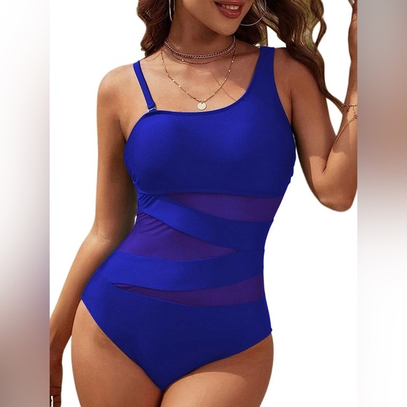 Other - Blooming Jelly Women's Sexy One Piece Bathing Suits One Shoulder Swimsuit Mesh L